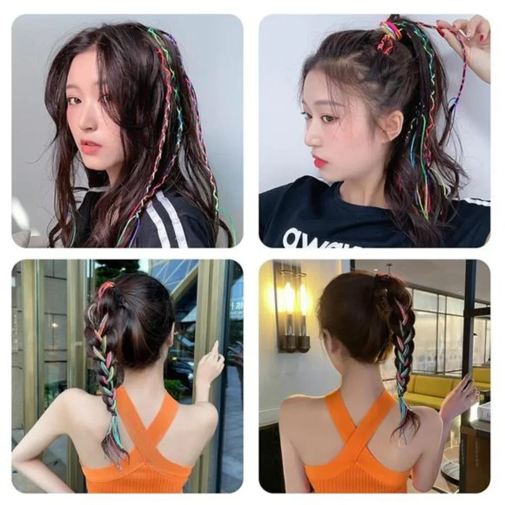 Girls‎ 32Pcs Colorful Hair Wrap String Braids Multi Rainbow Braiding Hair Tie
